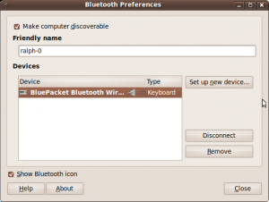 Bluetooth Preferences Screenshot